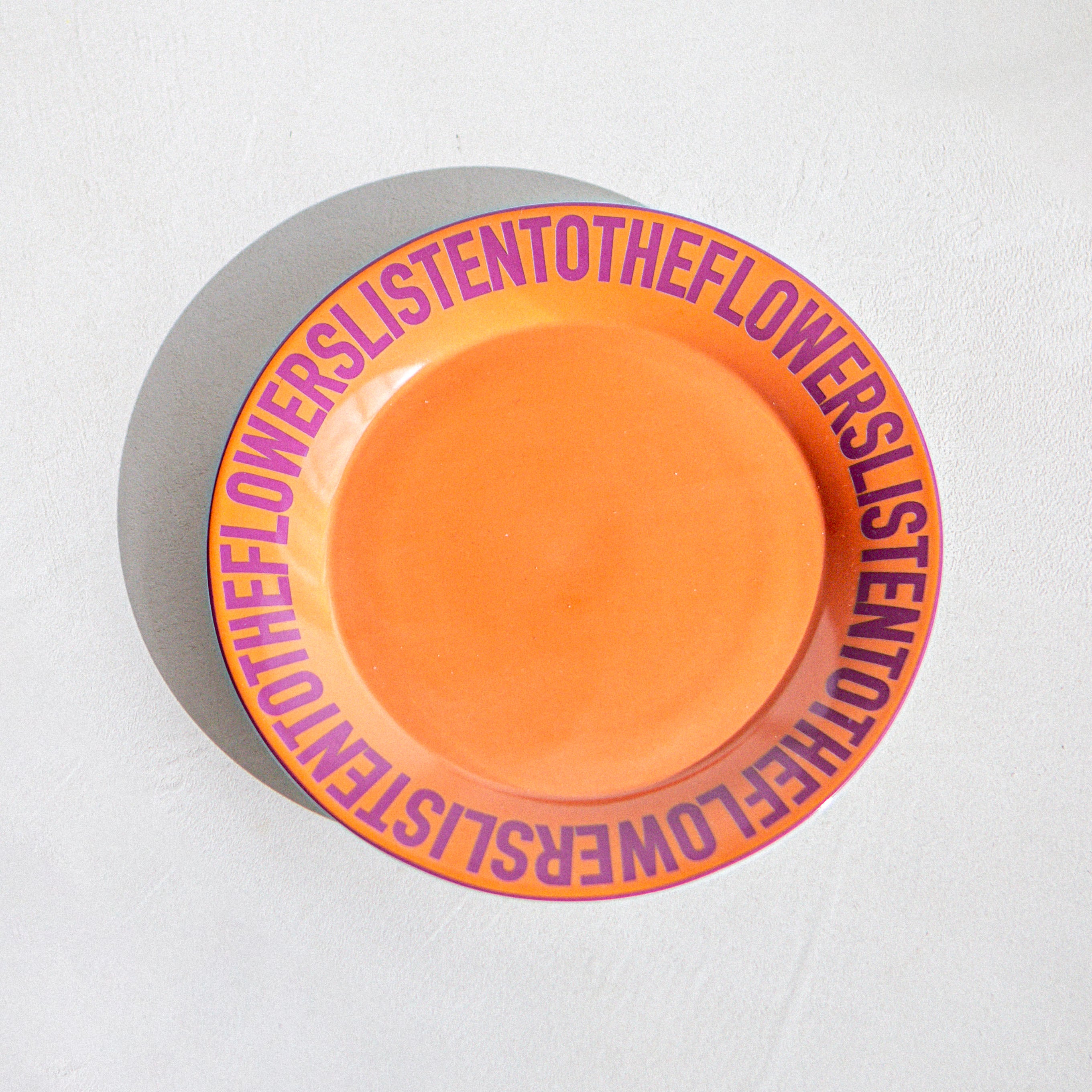 THE ORANGE PLATE CERAMIC PLATES HOME DECOR LISTEN TO THE FLOWERS